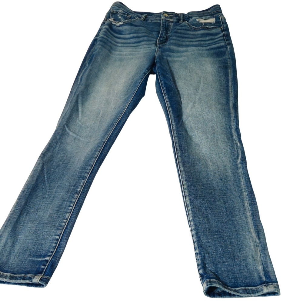 BKE Billie Jeans Women 32x28 Blue High Rise Ankle Skinny Distressed Slim Fit